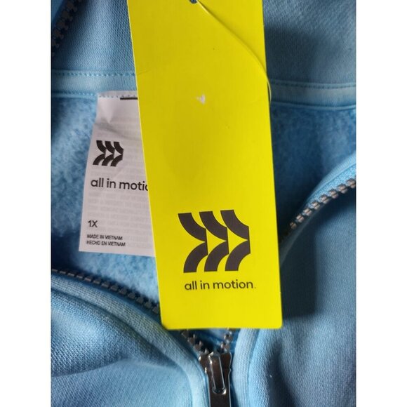 All In Motion Womens Blue Half-Zip Hoodie Fleece Pullover 1X, NWT - Picture 3 of 8